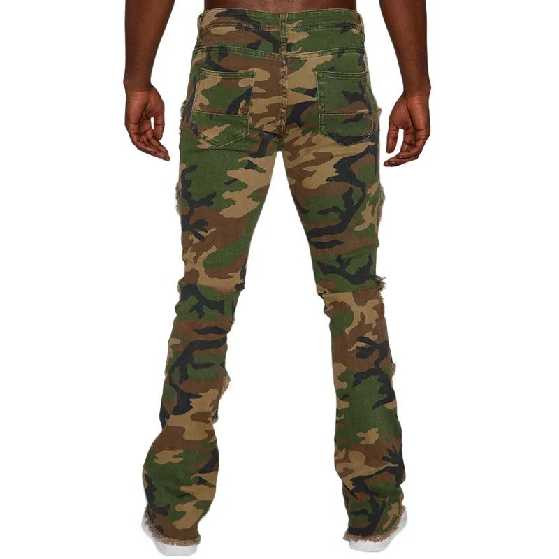 Men's Retro Casual Camouflage Raw Edge Cargo Pants 85310002F