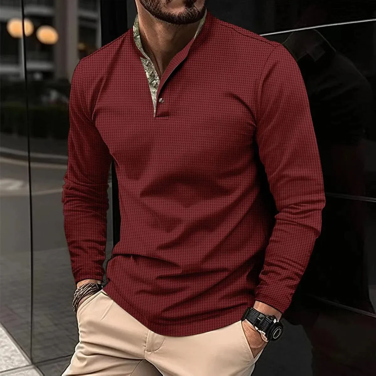 Men's Stylish Long-Sleeve Jumper with Classic Collar | Ideal for Autumn/Winter