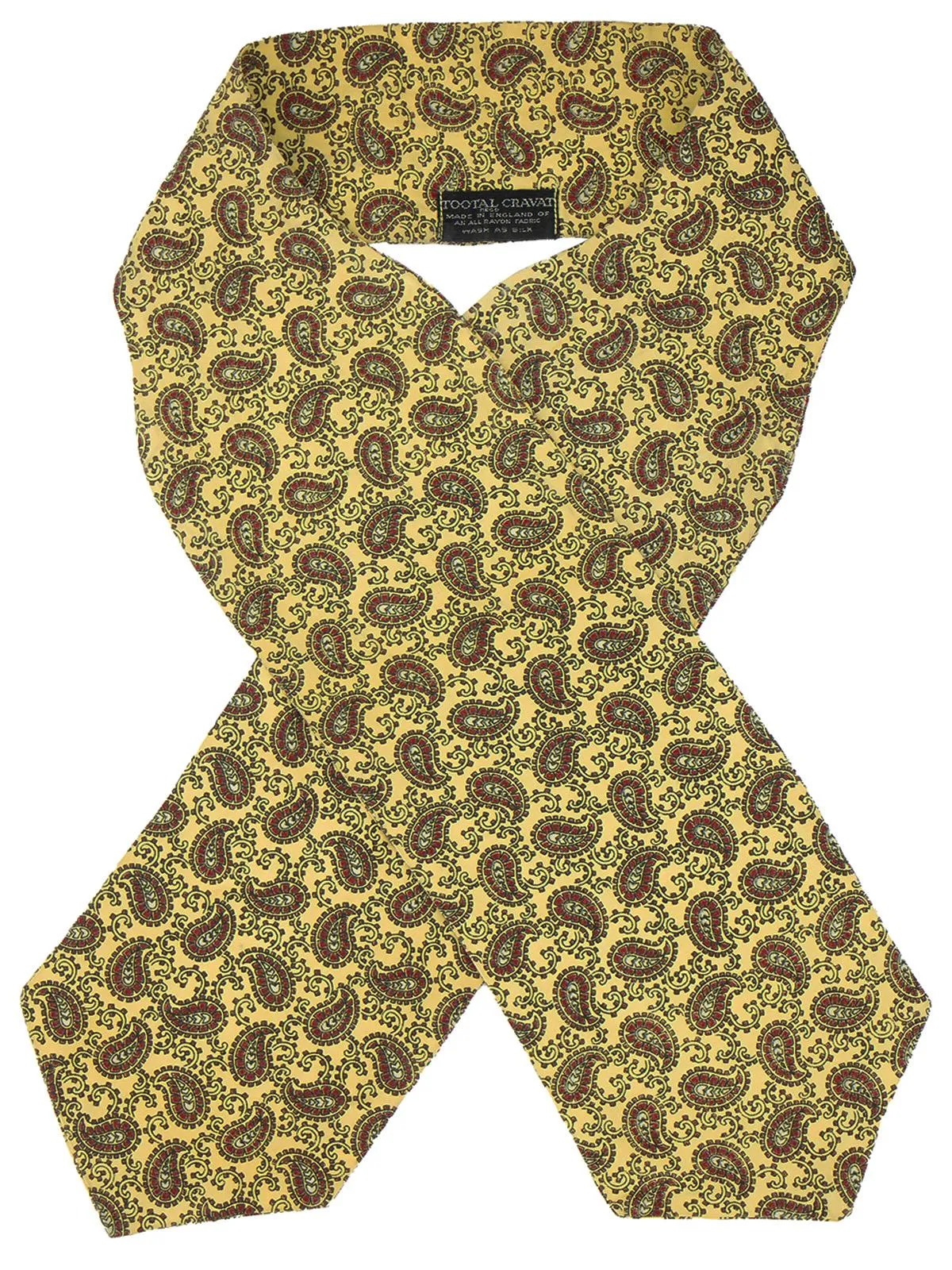 Mens Vintage Tootal Yellow Paisley Cravat