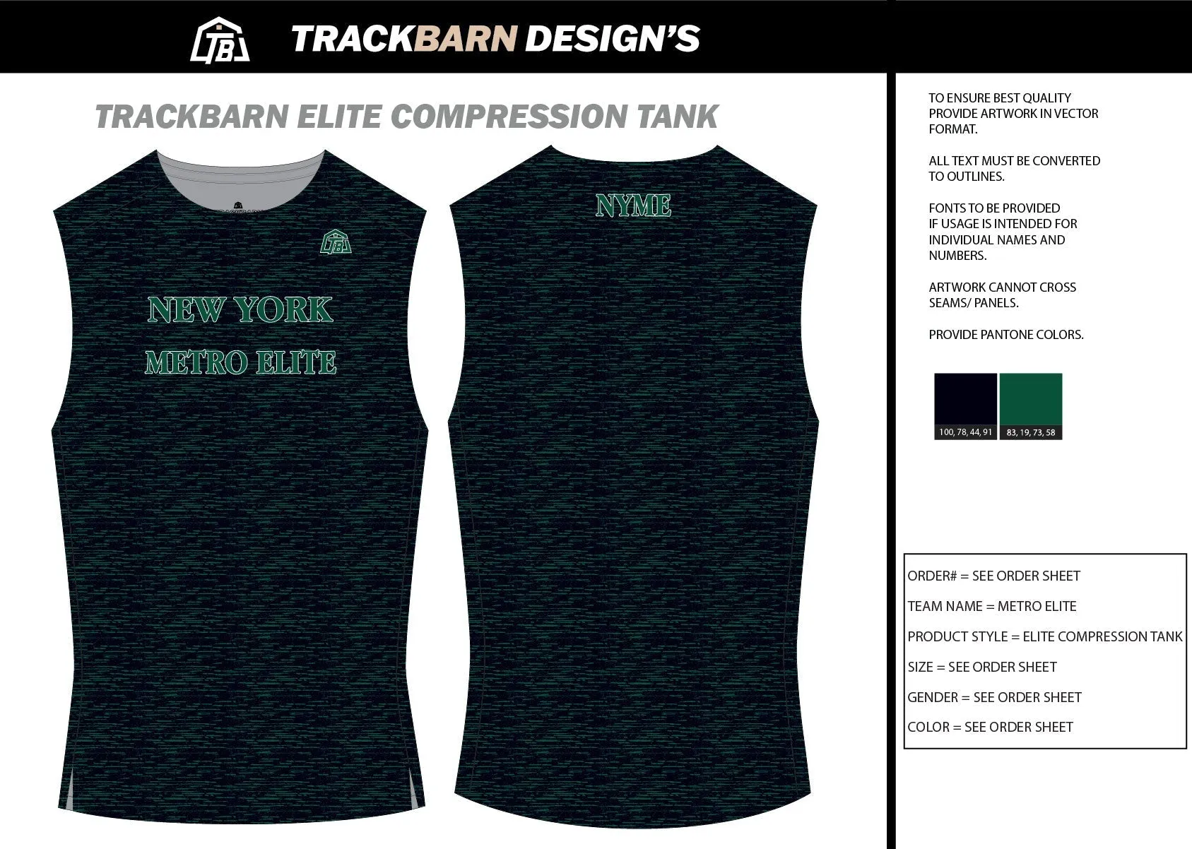 Metro-Elite- Mens Track Compression Tank Dark Green