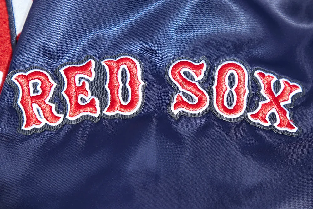 MLB BOSTON RED SOX MASHUP MEN'S RIB SATIN JACKET (MIDNIGHT NAVY)