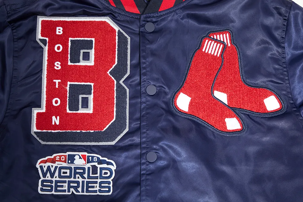 MLB BOSTON RED SOX MASHUP MEN'S RIB SATIN JACKET (MIDNIGHT NAVY)