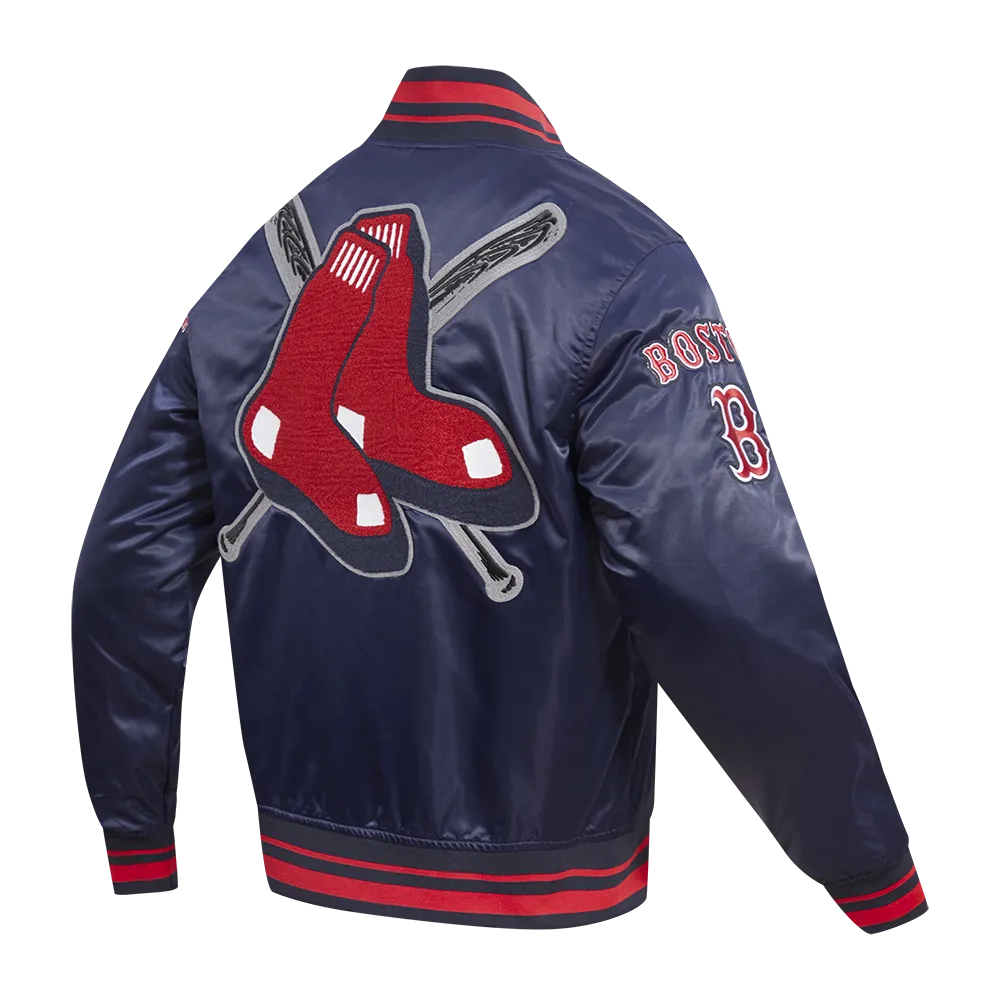 MLB BOSTON RED SOX MASHUP MEN'S RIB SATIN JACKET (MIDNIGHT NAVY)