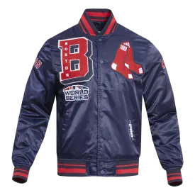 MLB BOSTON RED SOX MASHUP MEN'S RIB SATIN JACKET (MIDNIGHT NAVY)