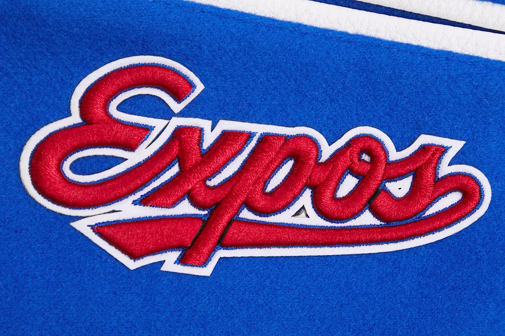 MLB MONTREAL EXPOS RETRO CLASSIC WOMEN'S RIB WOOL VARSITY JACKET (ROYAL BLUE/RED)