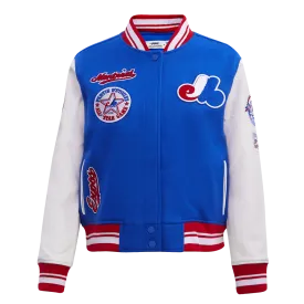 MLB MONTREAL EXPOS RETRO CLASSIC WOMEN'S RIB WOOL VARSITY JACKET (ROYAL BLUE/RED)