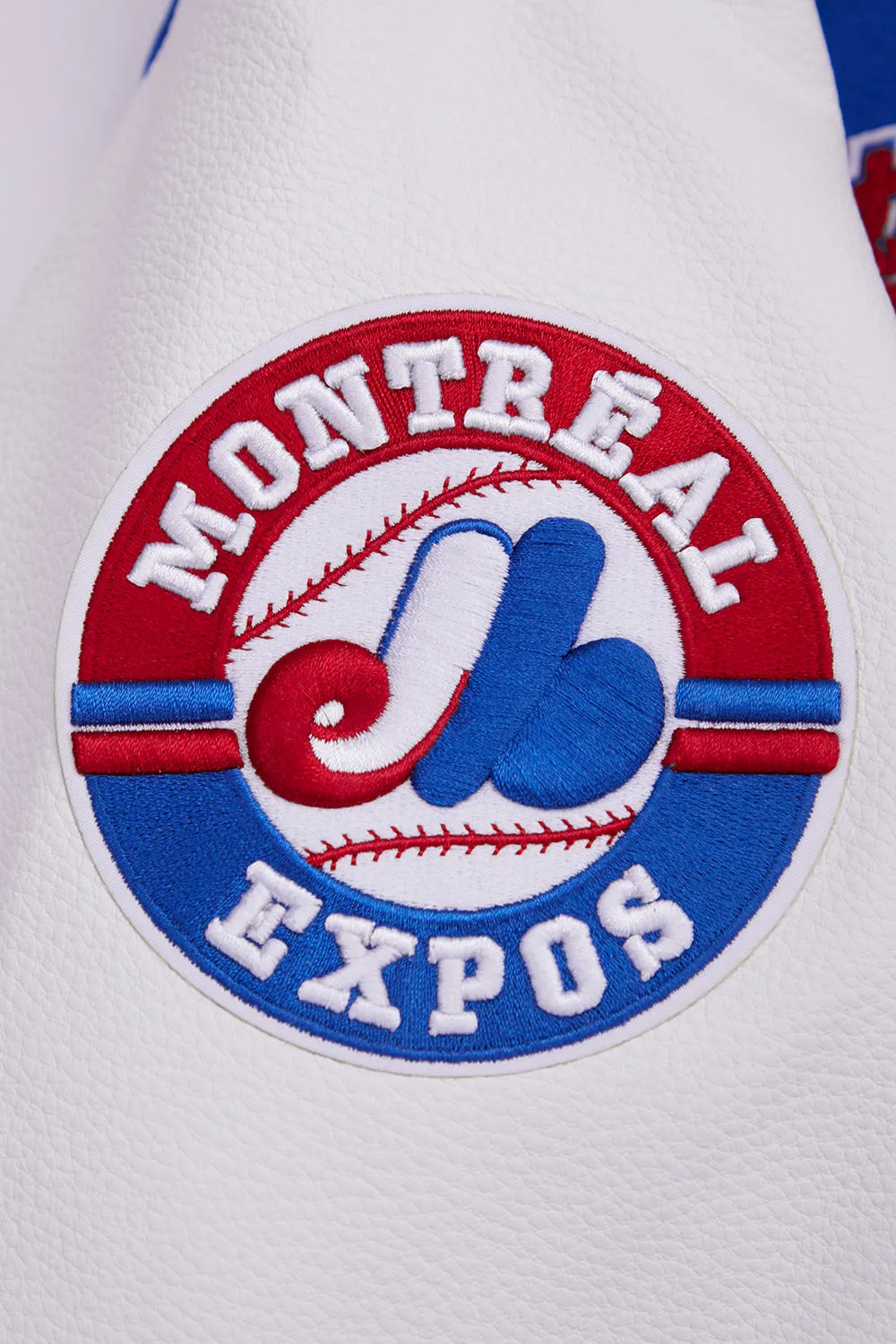 MLB MONTREAL EXPOS RETRO CLASSIC WOMEN'S RIB WOOL VARSITY JACKET (ROYAL BLUE/RED)