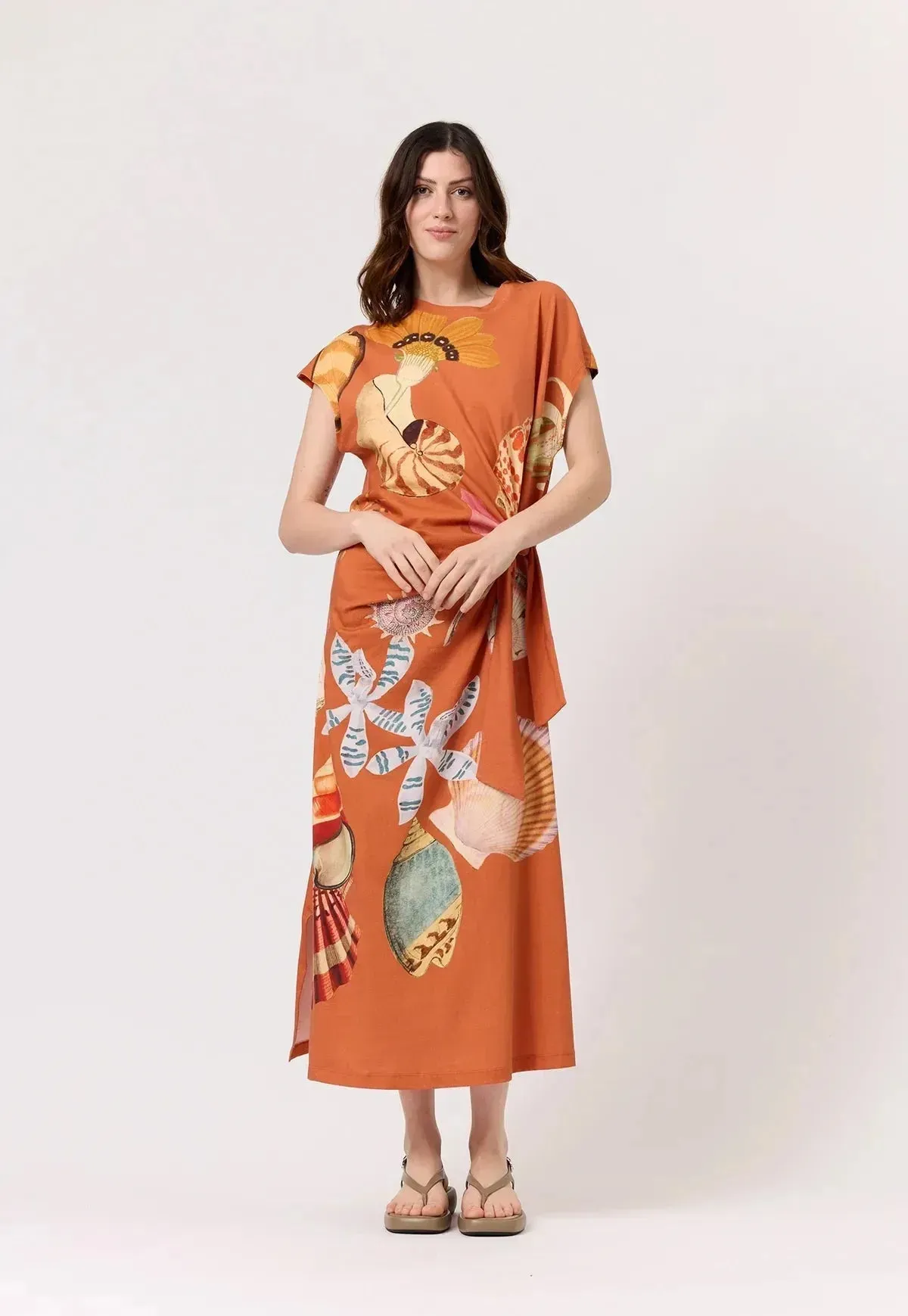 Nancybird Macey Dress in Rust Shell