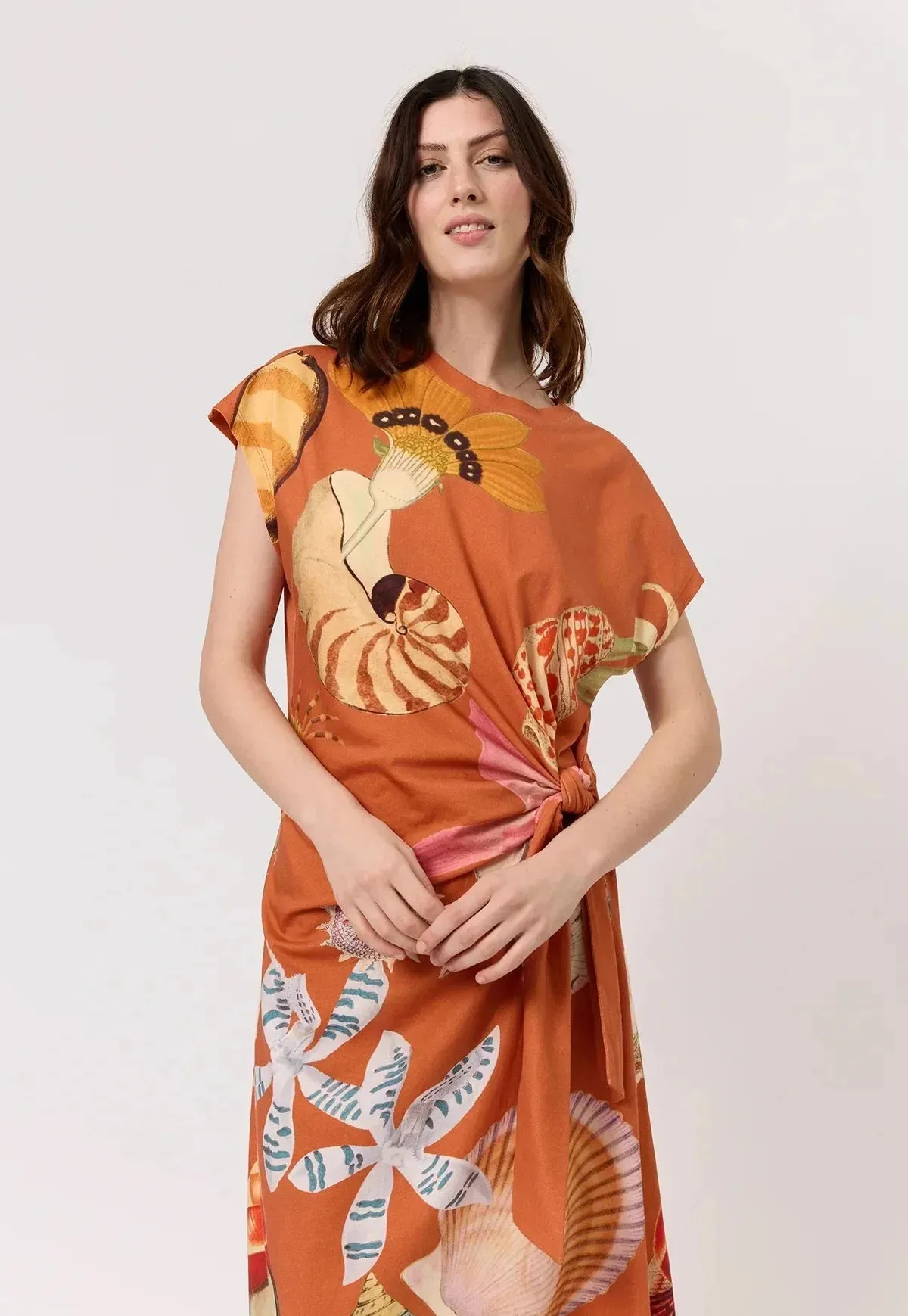 Nancybird Macey Dress in Rust Shell