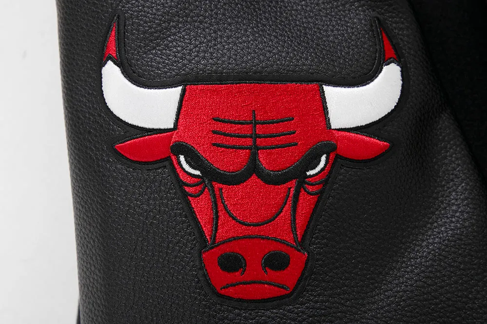 NBA CHICAGO BULLS MEN'S CHEST MADHOUSE ON MADISON RIB WOOL VARISTY JACKET (BLACK/RED/BLACK)