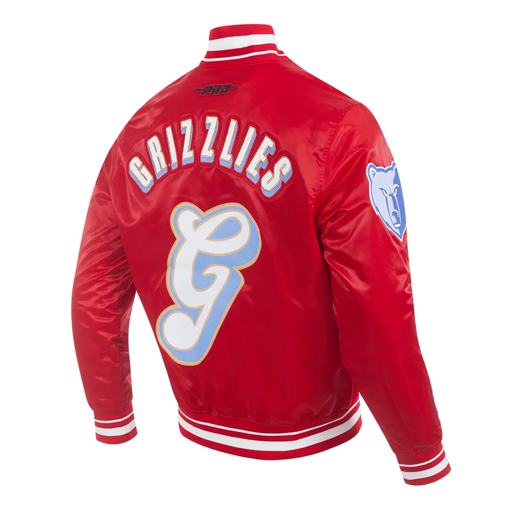 NBA MEMPHIS GRIZZLIES CITY EDITION 24-25 MEN'S RIB SATIN JACKET (RED)