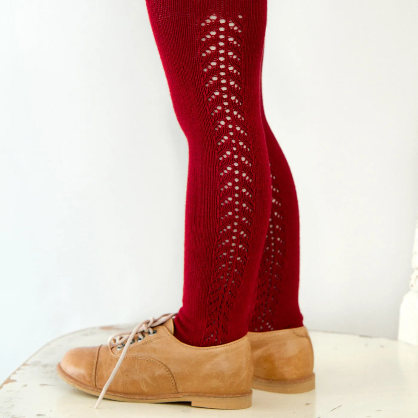 Openwork Side Warm Tights Ruby 8 Years