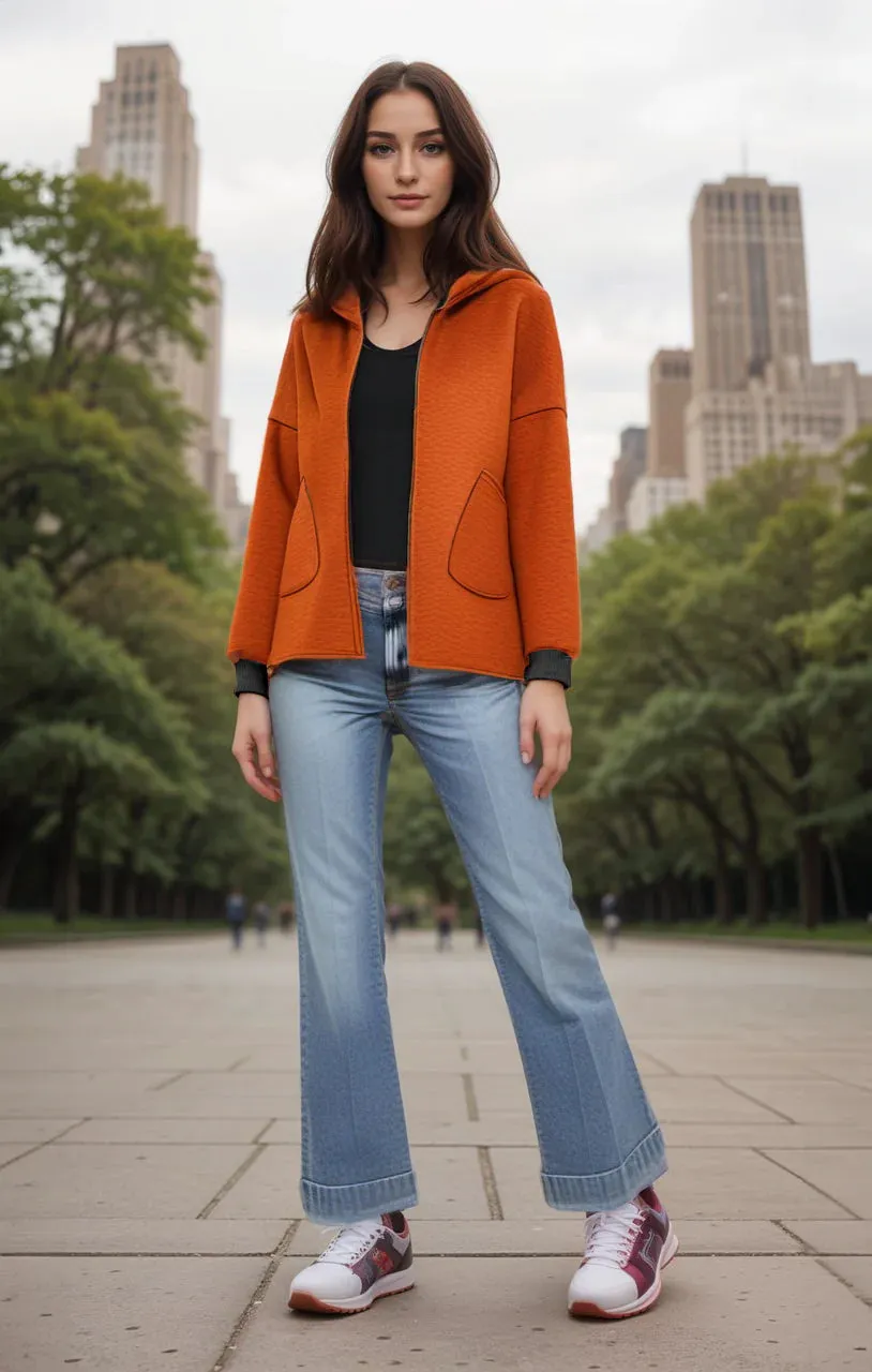 Orange by Fashion Village, FW-1041 Short Swing Jacket, Rust