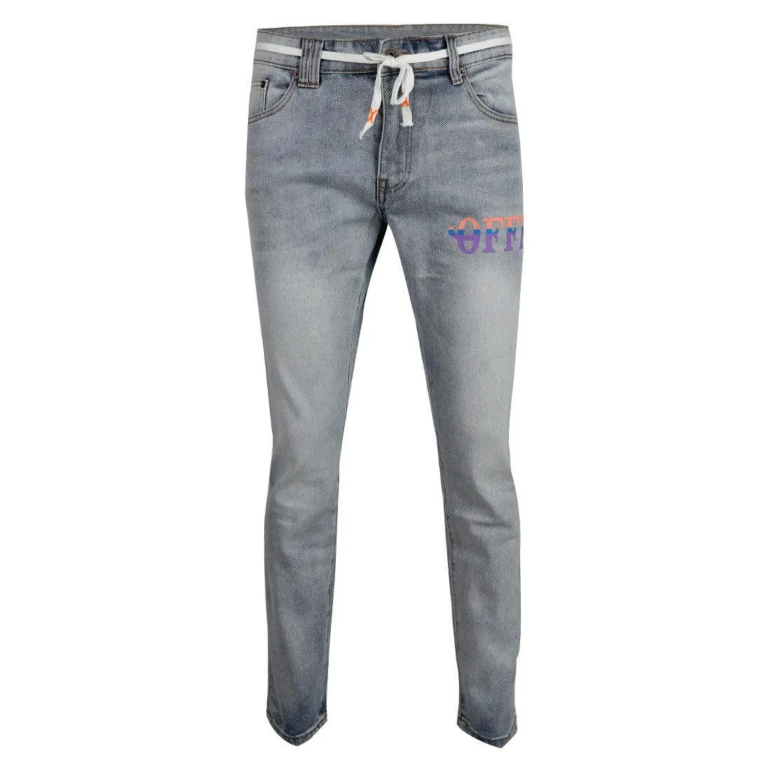 O.W Virgil Abloh Collection Denim Label Jeans- Blue