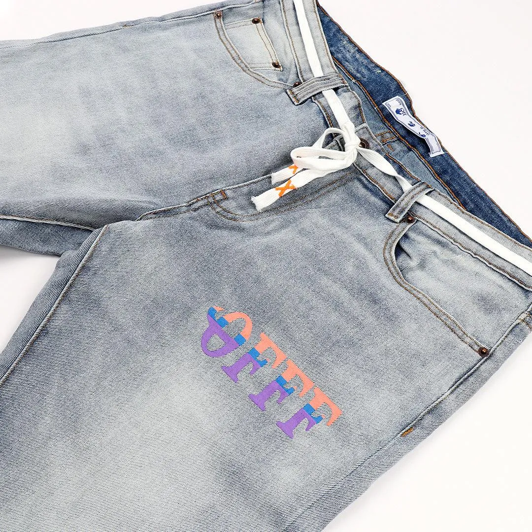 O.W Virgil Abloh Collection Denim Label Jeans- Blue