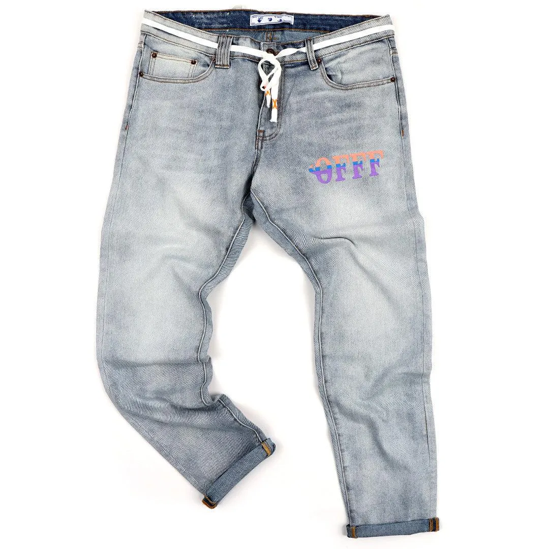 O.W Virgil Abloh Collection Denim Label Jeans- Blue