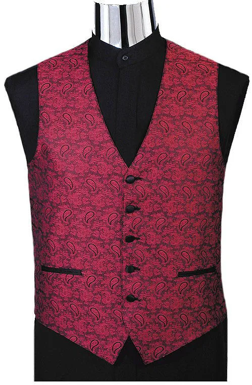 Paisley Jacquard Tuxedo Vest (#130V) - Gold