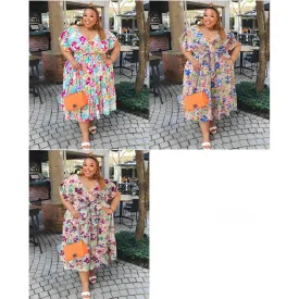 Plus Size Floral Midi Dress