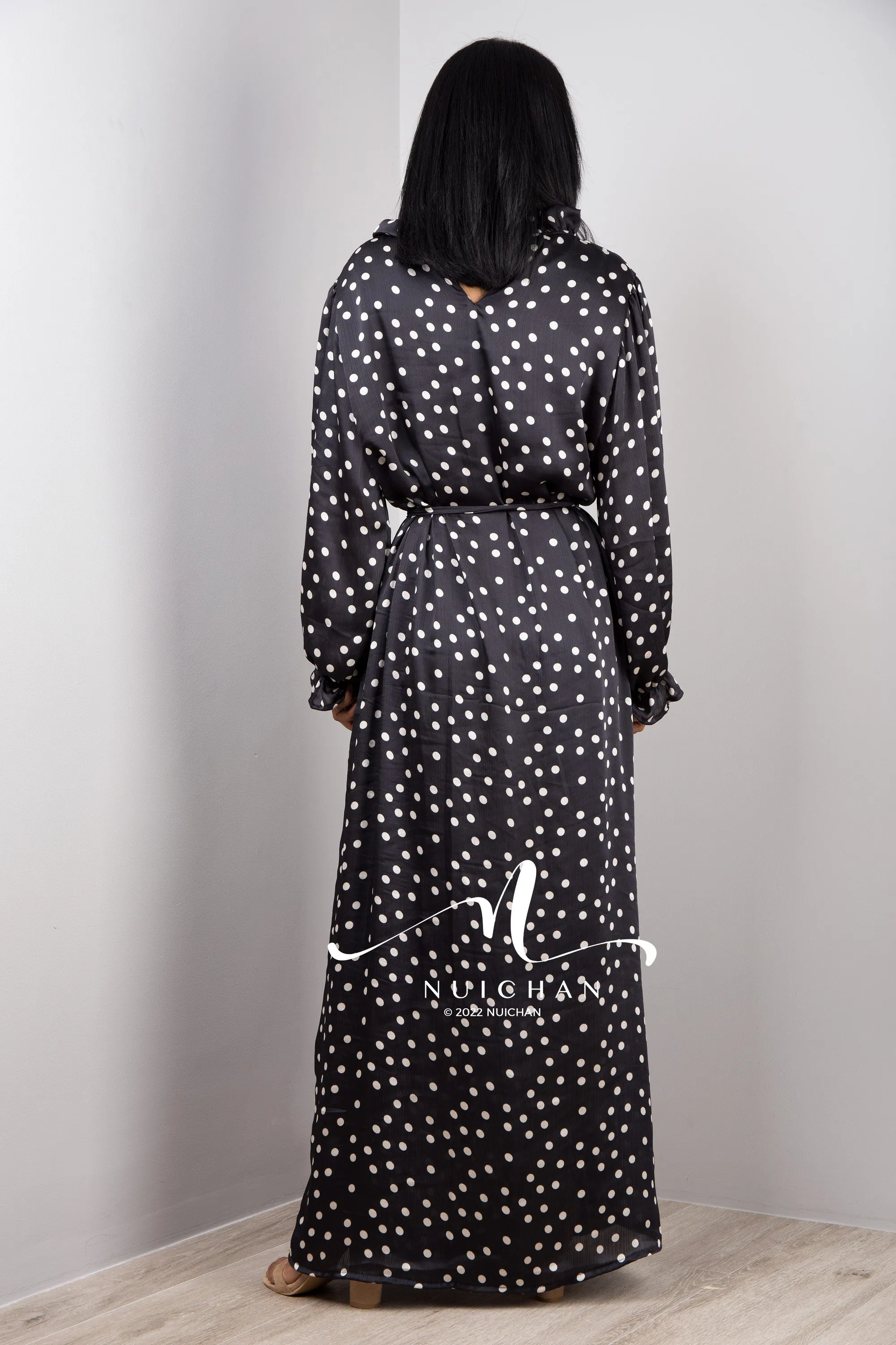 Polka Dot Maxi Chiffon Dress