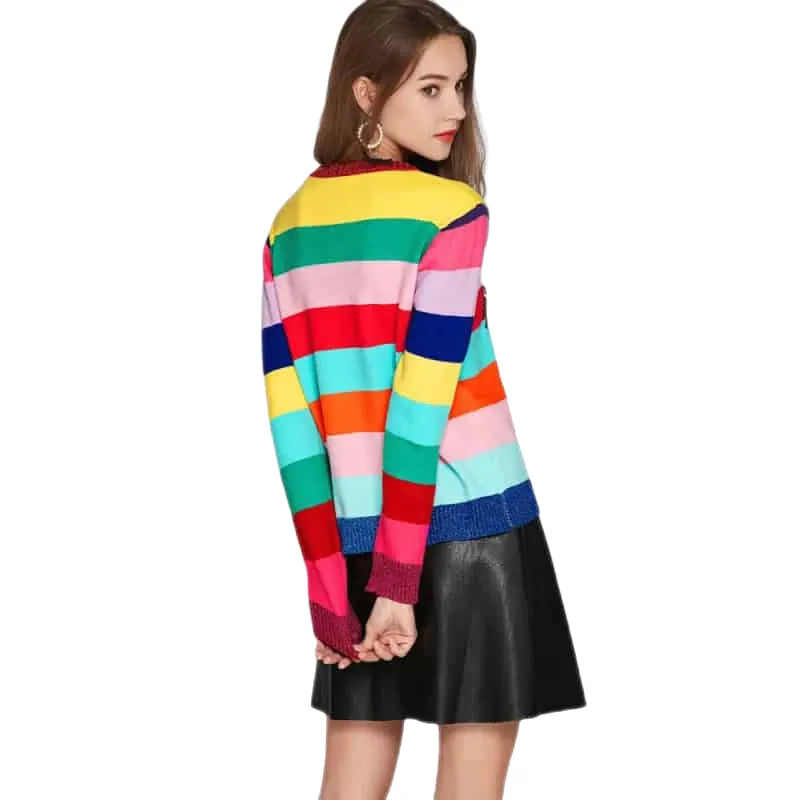 Rainbow Loved Tiger Knitted Sweater