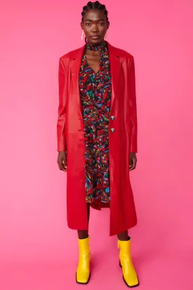 Red Eco Leather Trench Coat