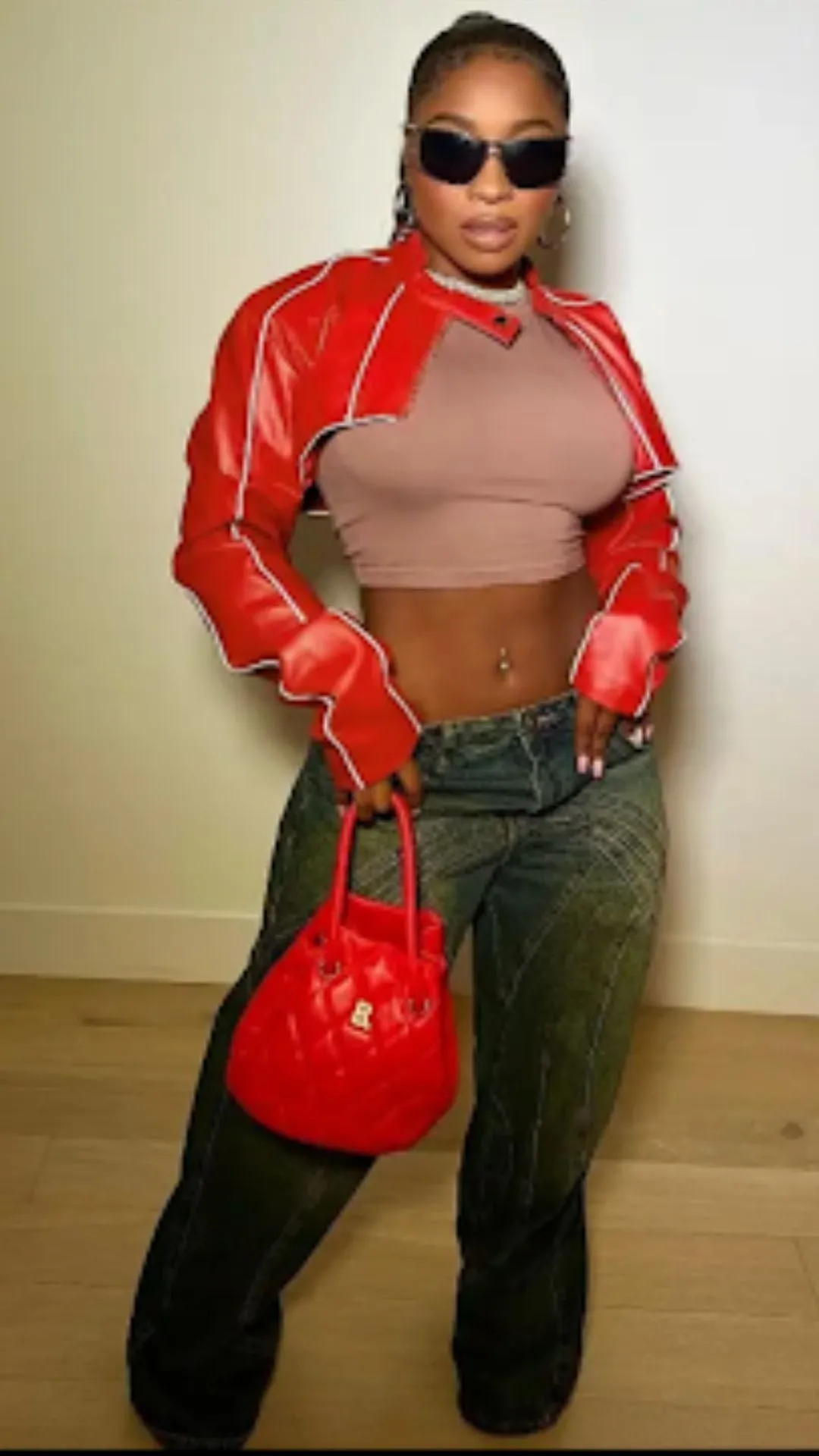 Red Half Leather Jacket