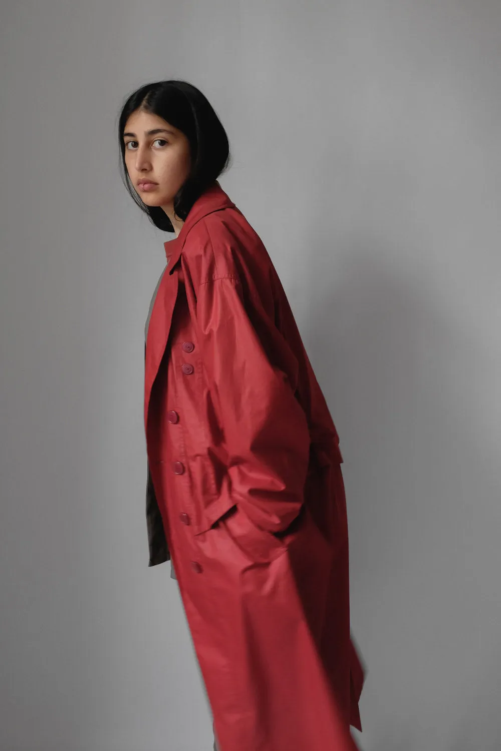 RED VINTAGE TRENCH COAT