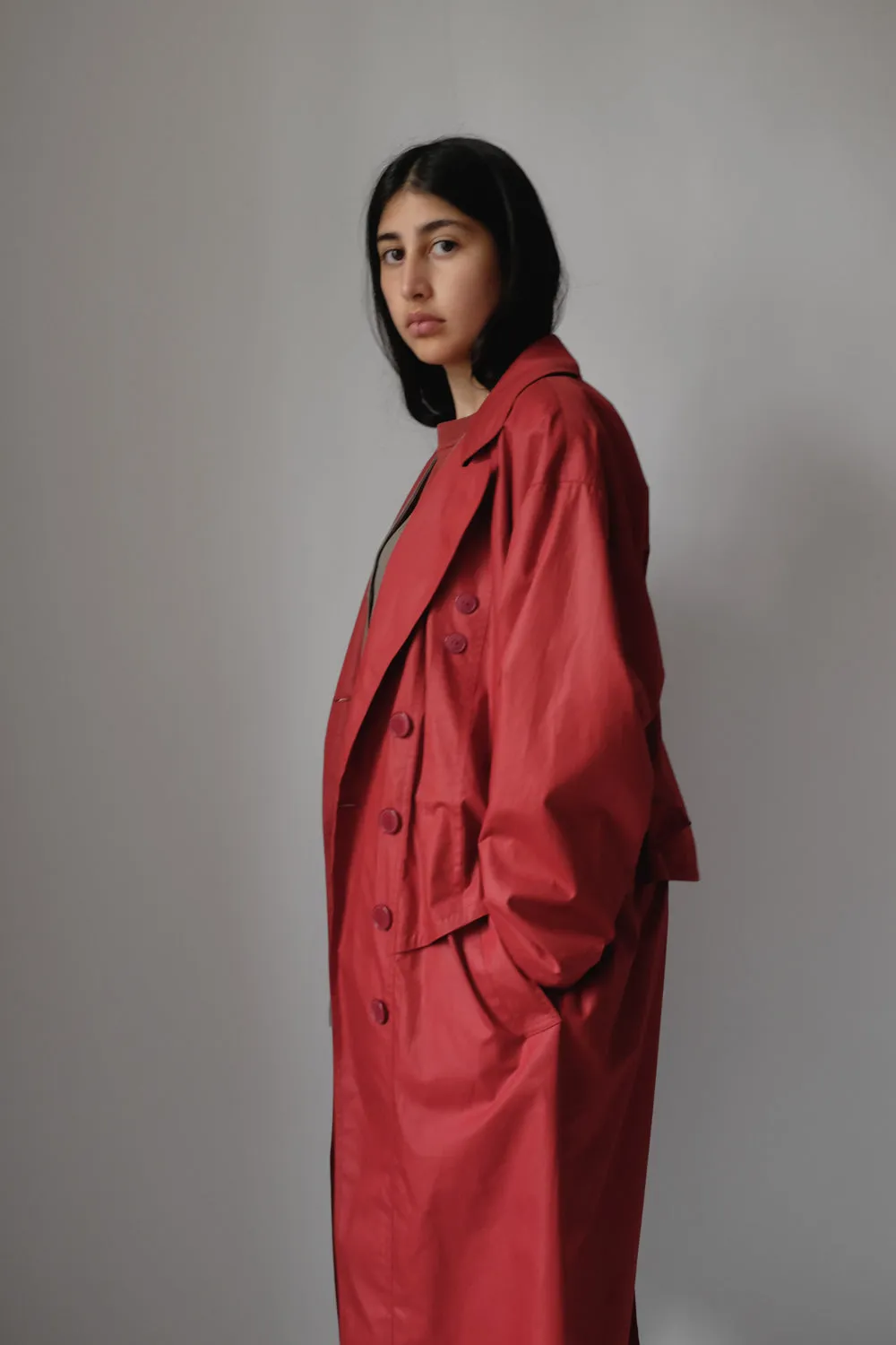 RED VINTAGE TRENCH COAT