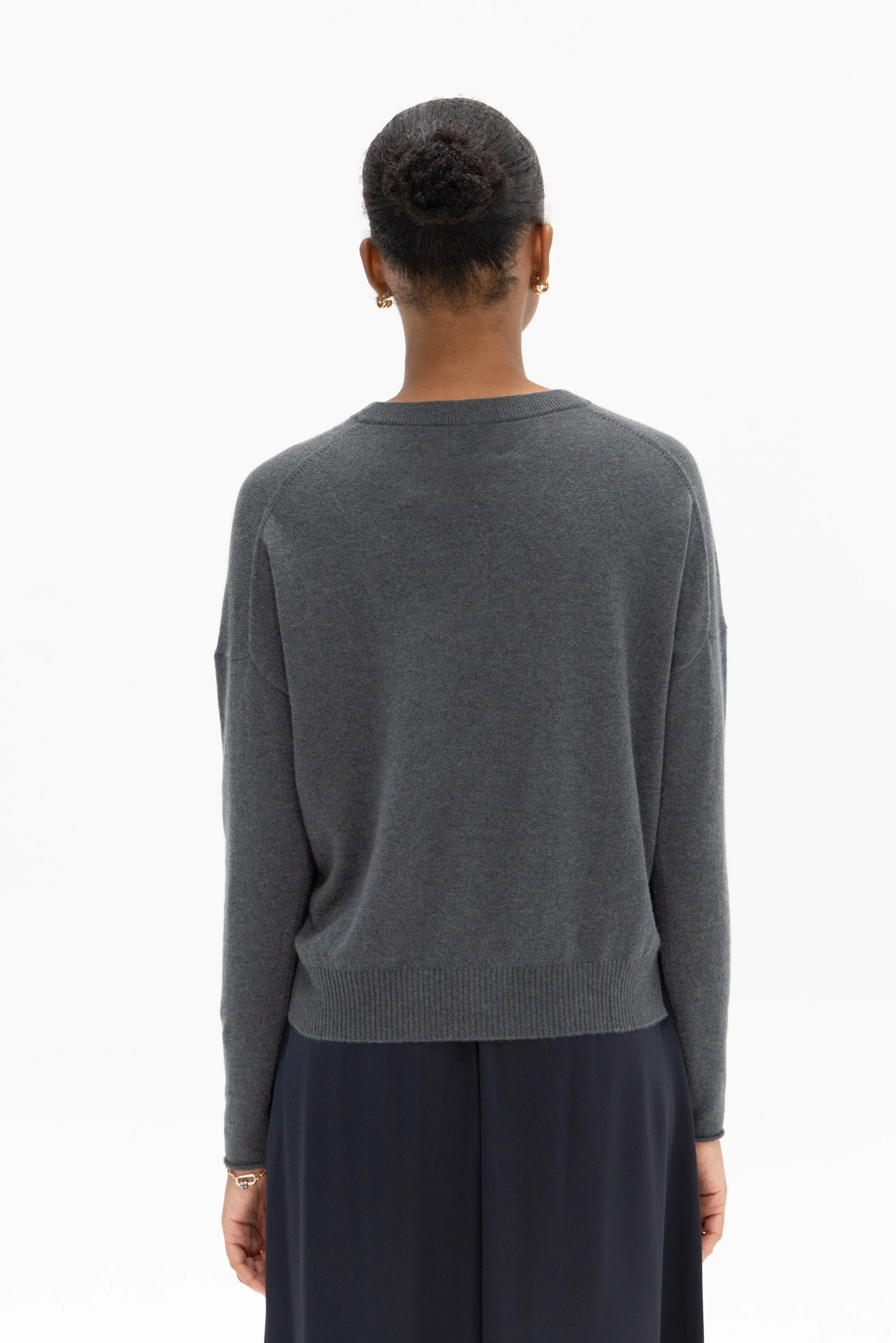 Round Neck Sweater, Gloomy Melange