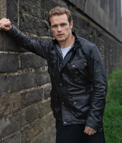 Sam Heughan SAS Red Notice Leather Jacket