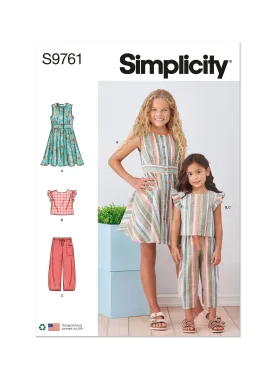 Simplicity S9761 Children's and Girls' Dress, Top and Pants