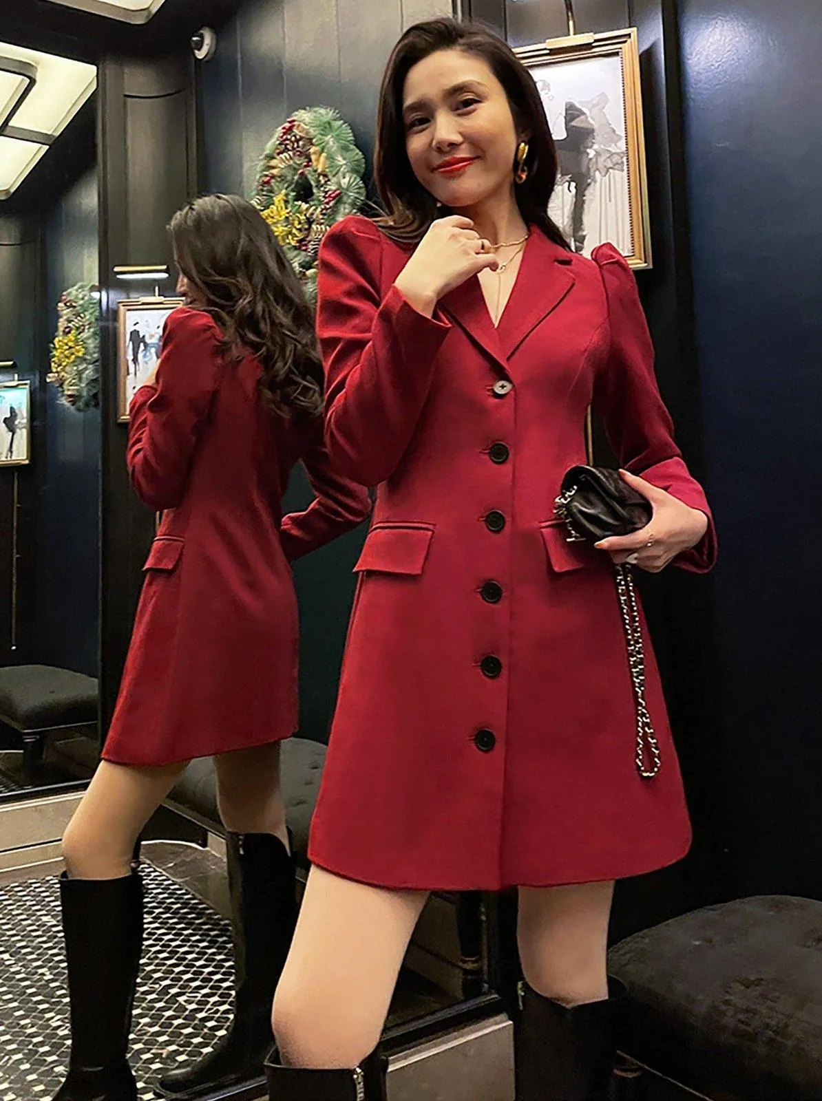 Single Breasted Thigh-Length Trench Coat