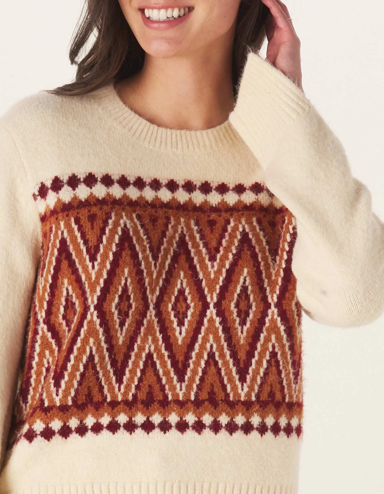 Sitka Jacquard Sweater in Cream-Wine