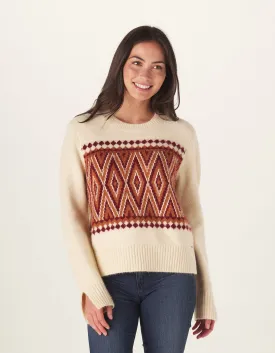 Sitka Jacquard Sweater in Cream-Wine