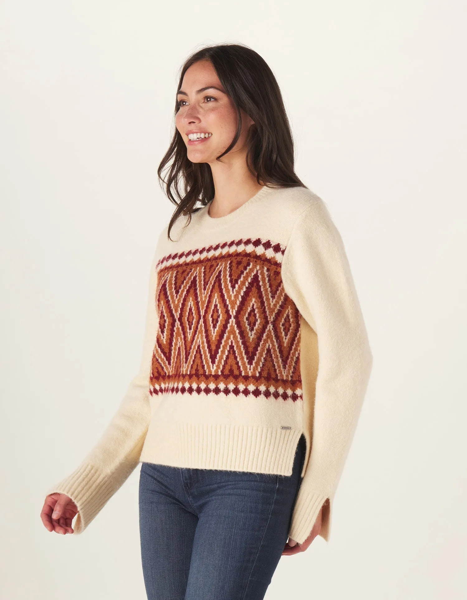 Sitka Jacquard Sweater in Cream-Wine