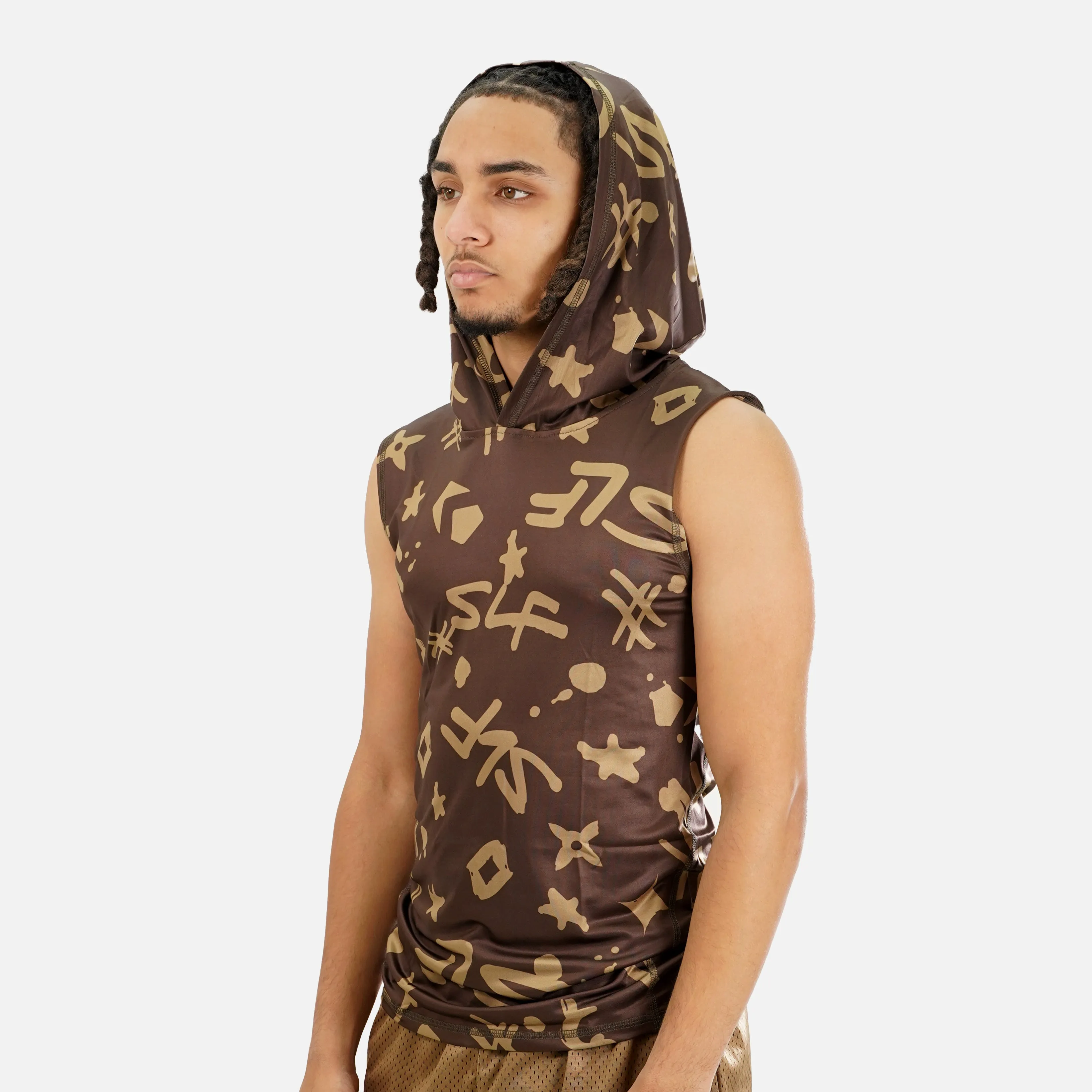 SLF Milan Pattern Sleeveless Compression Hoodie