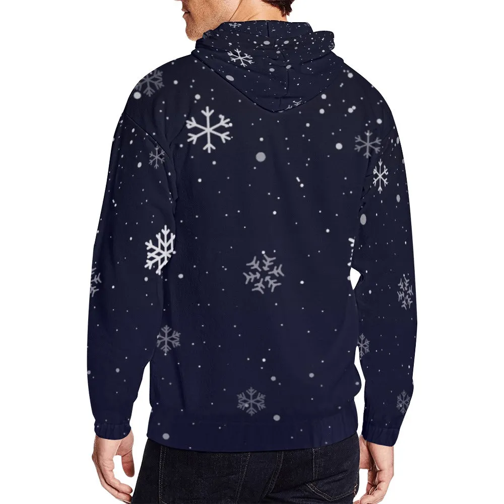 Snowy Full Zip Dark Blue Hoodie