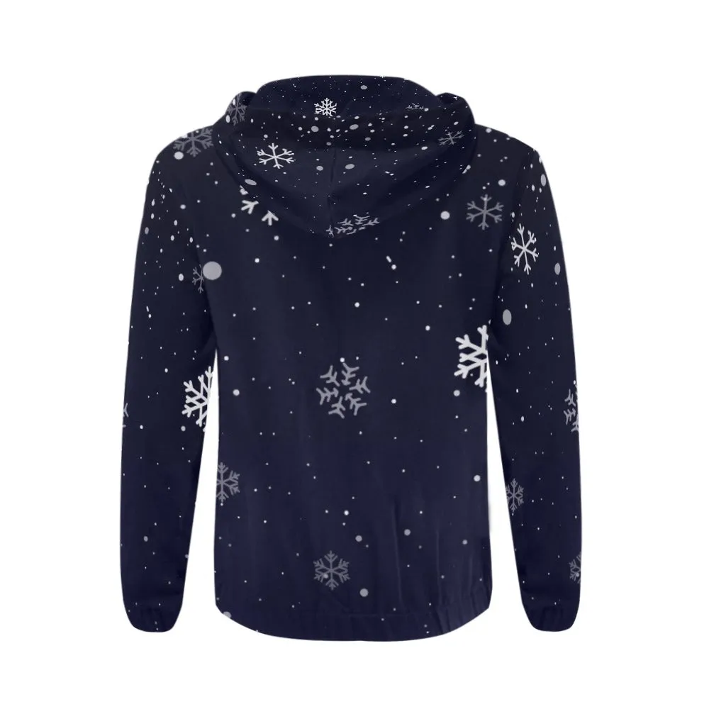 Snowy Full Zip Dark Blue Hoodie