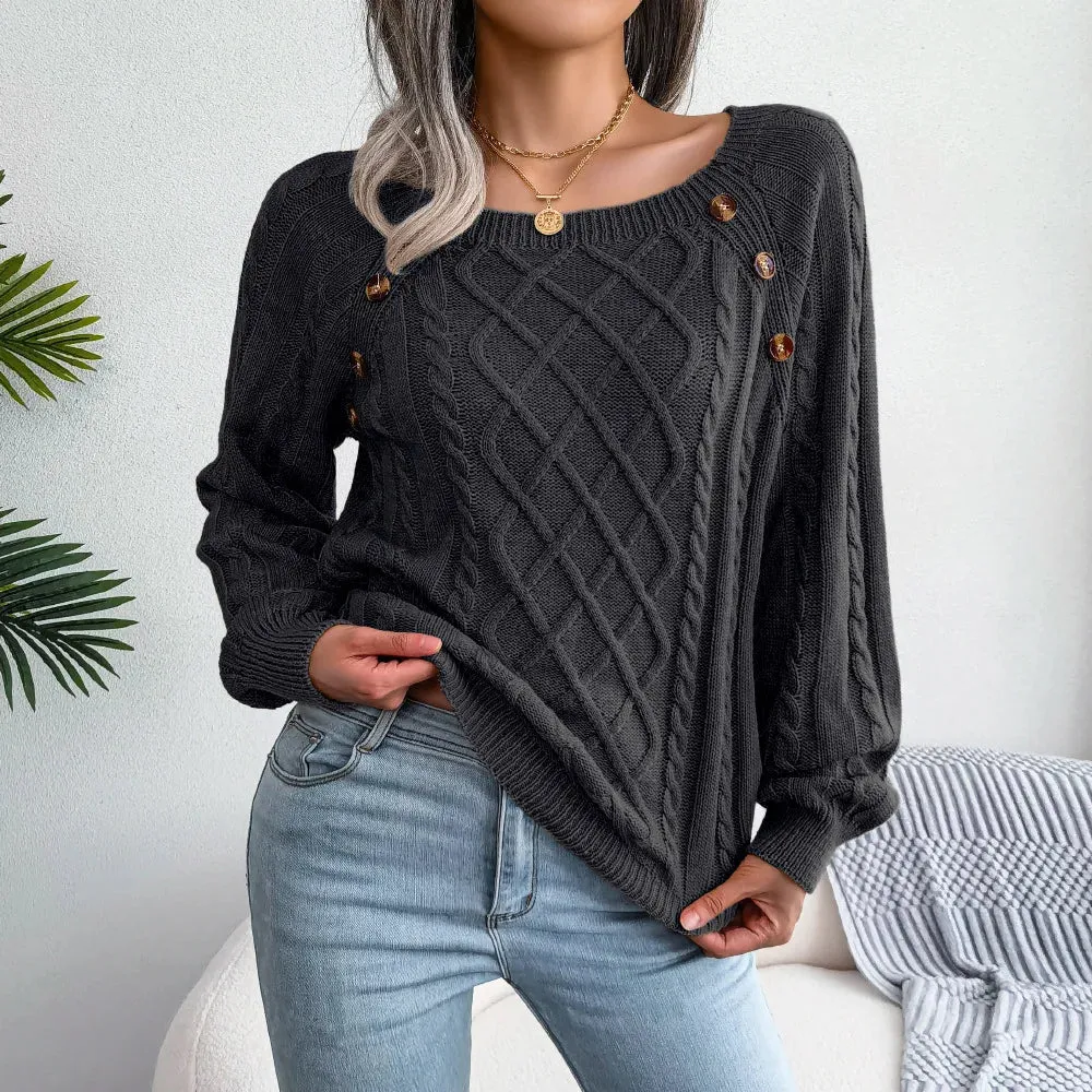 Square Collar Knitted Pullover Sweater