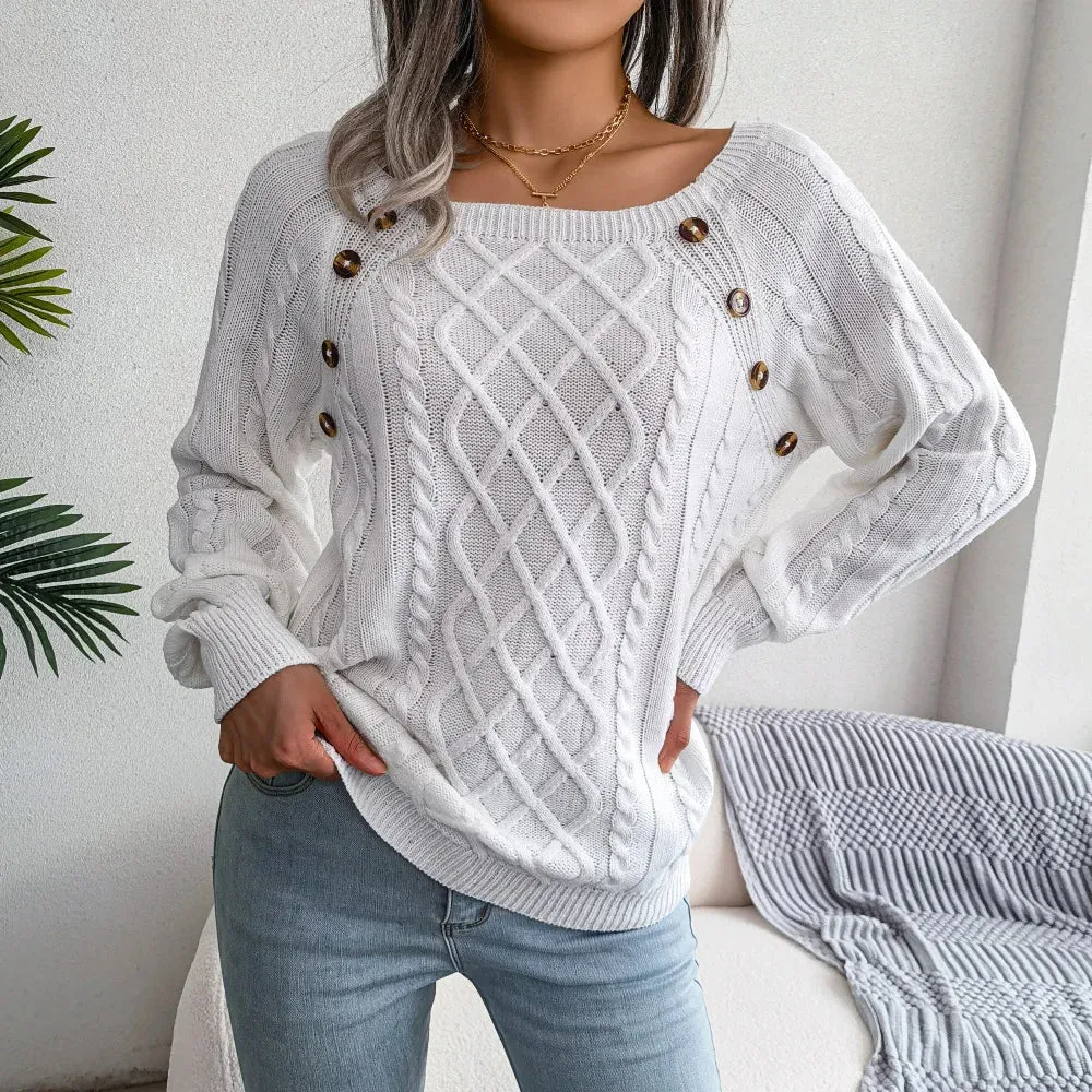 Square Collar Knitted Pullover Sweater