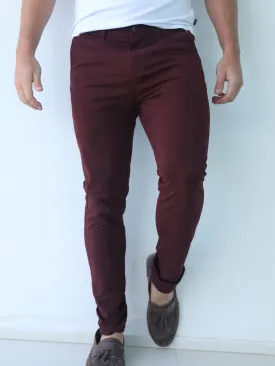 Stretch Chinos - Burgundy