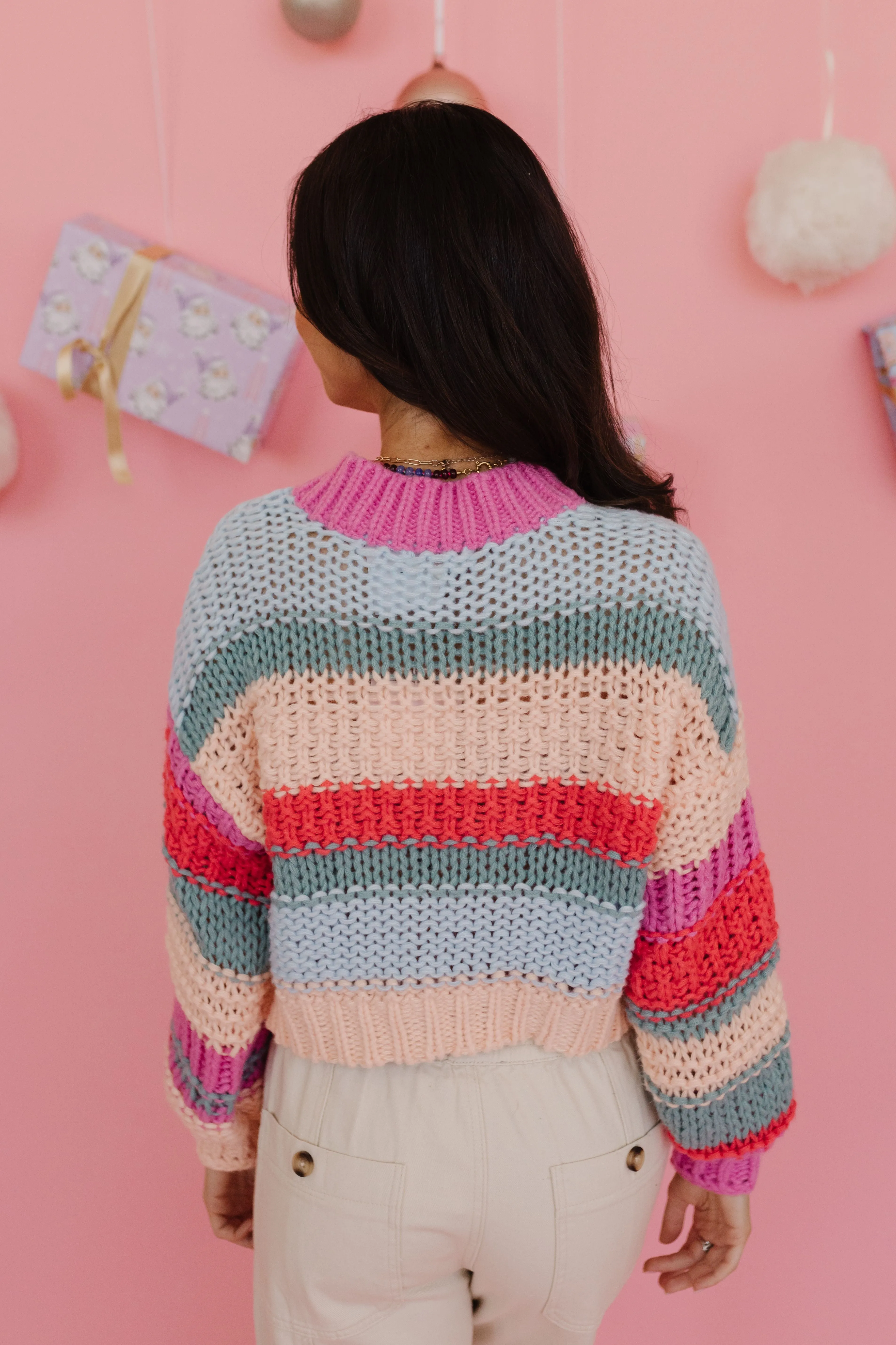 THE BAILEY COLOR BLOCK SWEATER IN COTTON CANDY