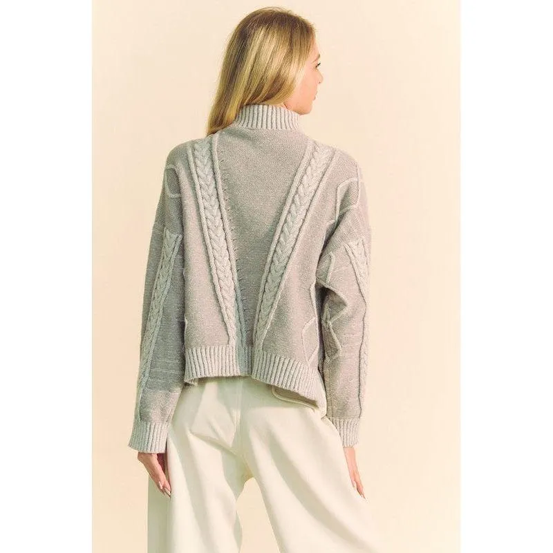 The Ireland Gray Cable Knit Turtleneck Sweater