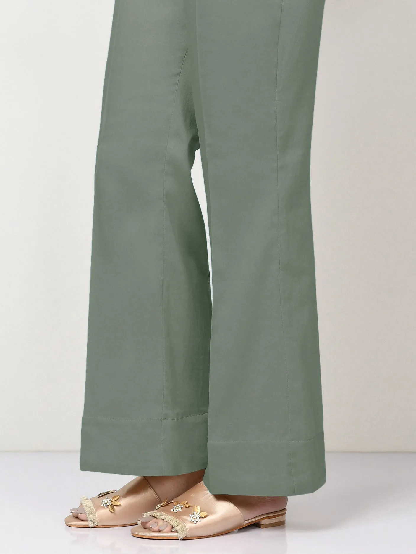 Unstitched Cambric Trouser - Tea Green