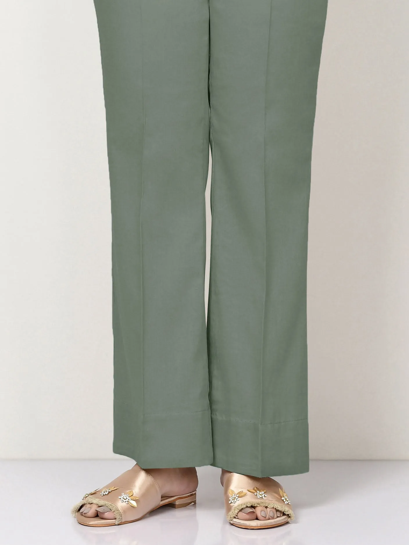 Unstitched Cambric Trouser - Tea Green