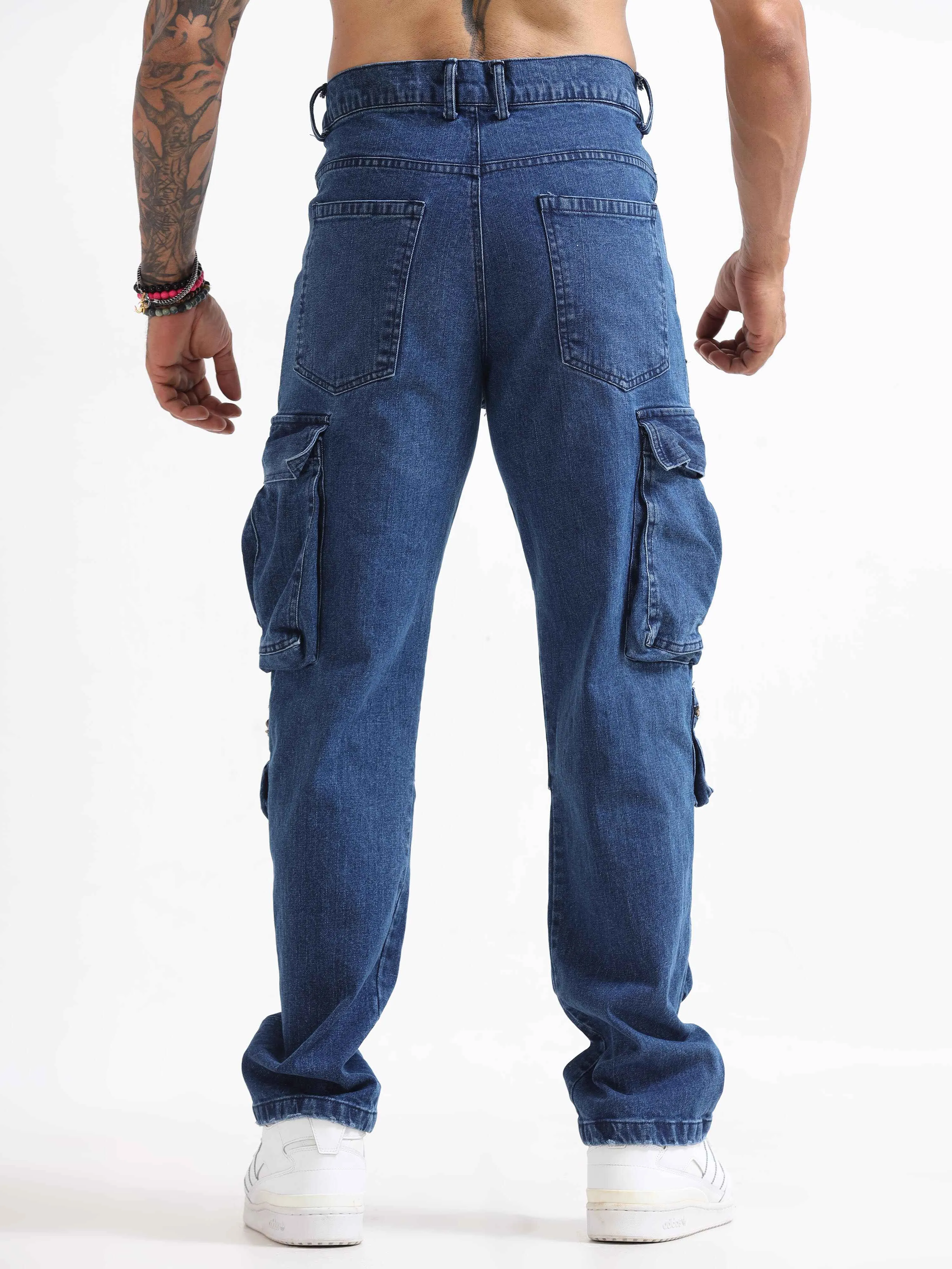 Urban Utility Denim Cargo In Light Blue