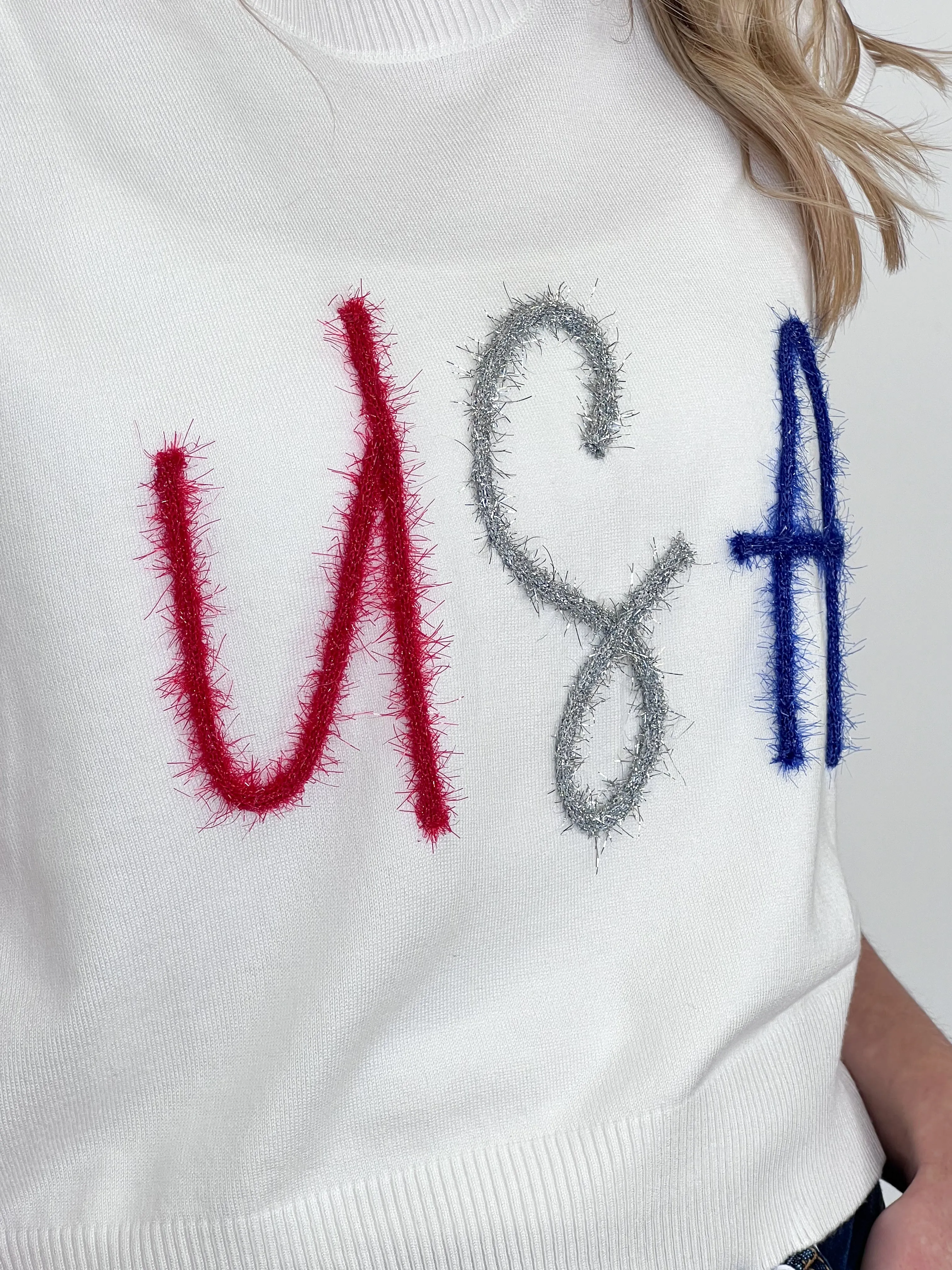 USA Sparkly Tinsel Sweater