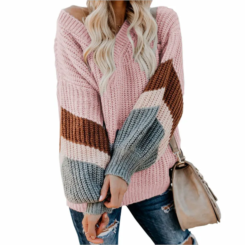 V-Neck Lantern Sleeve Jumper