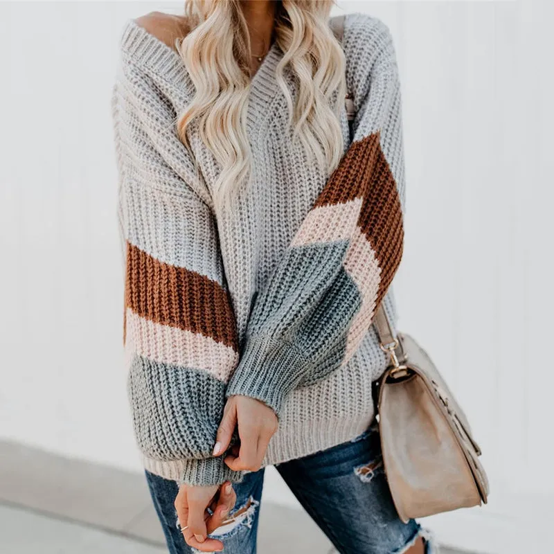 V-Neck Lantern Sleeve Jumper