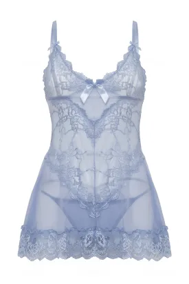 Valentine Lace Babydoll • Light Steel Blue